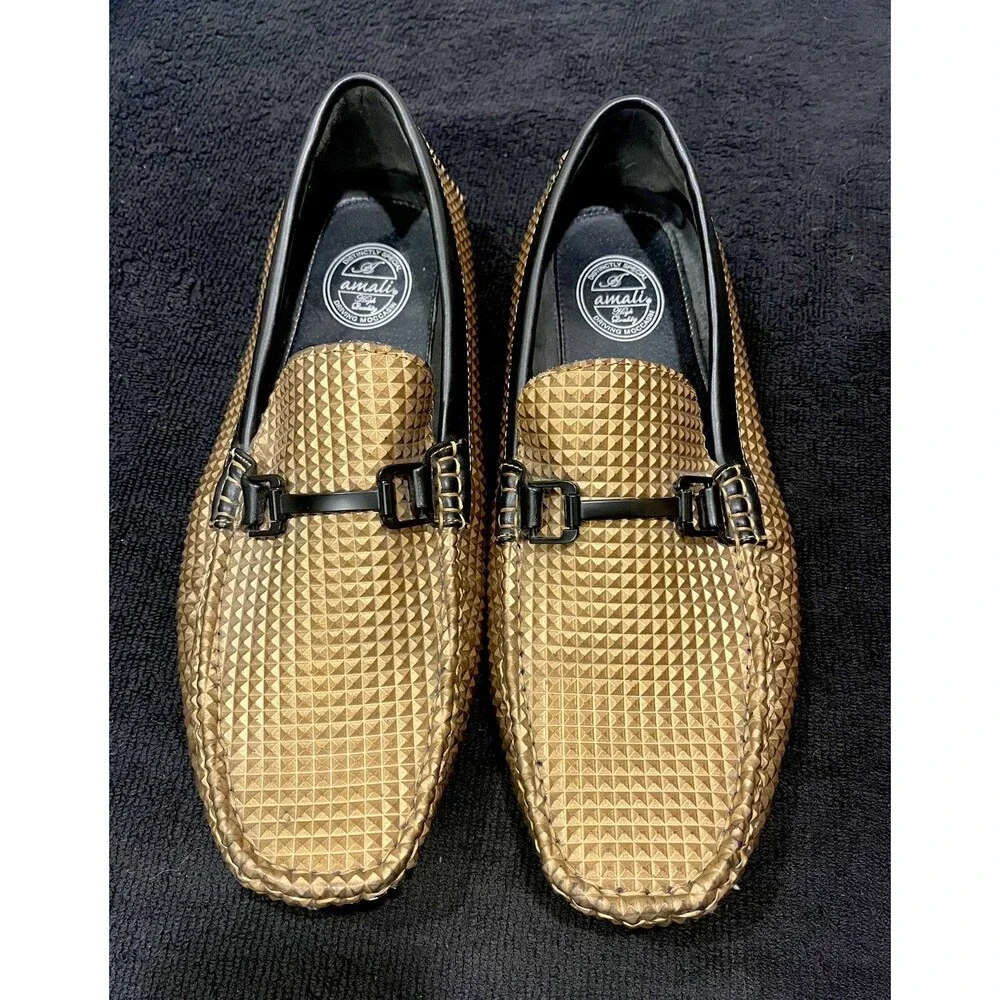 Amali VERF-153 Men’s Size 13 Copper Black Driving Moccasin Loafers Horsebit